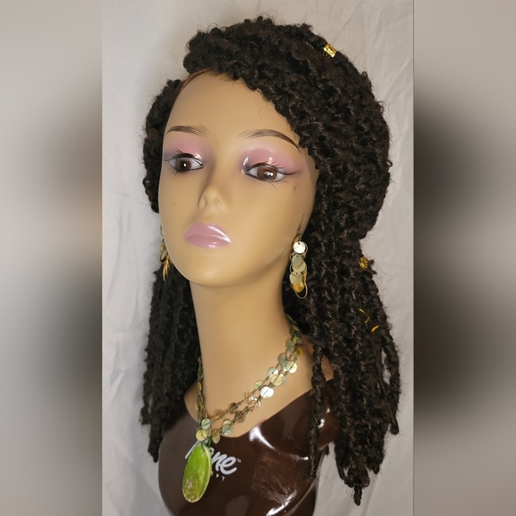 New Handmade Buttefly Locs Lace Frontal Wig- 14 inches, Color #4 - Picture 4 of 11